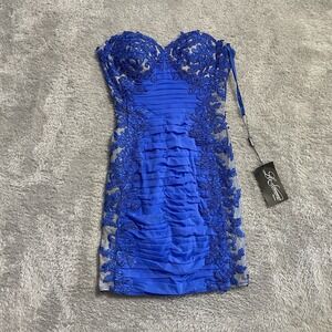 La Femme Dress Womens‎ Size 0 Ruched Strapless Fitted Formal Dress Electric Blue